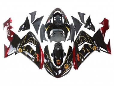 Online Negro Rojo Oro BACARDI Carenado Moto Kawasaki ZX10R 2006-2007