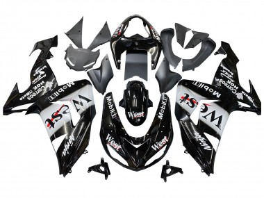 Online Negro Brillante Blanco West Carenado Moto Kawasaki ZX10R 2006-2007