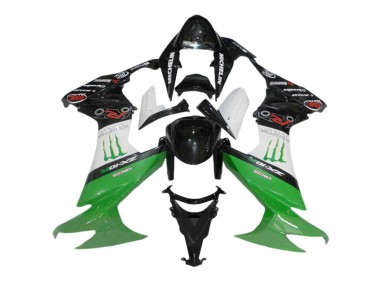 Online Negro Brillante Blanco Verde Monstruo Carenado Moto Kawasaki ZX10R 2008-2010
