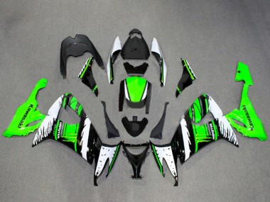 Online Blanco Verde Negro Brillante Llama Carenado Moto Kawasaki ZX10R 2008-2010