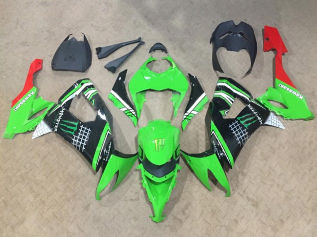 Online Verde Blanco Negro Rojo Monstruo Carenado Moto Kawasaki ZX10R 2008-2010