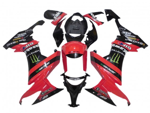 Online Rojo Negro Verde Monstruo Elf 27 Carenado Moto Kawasaki ZX10R 2008-2010
