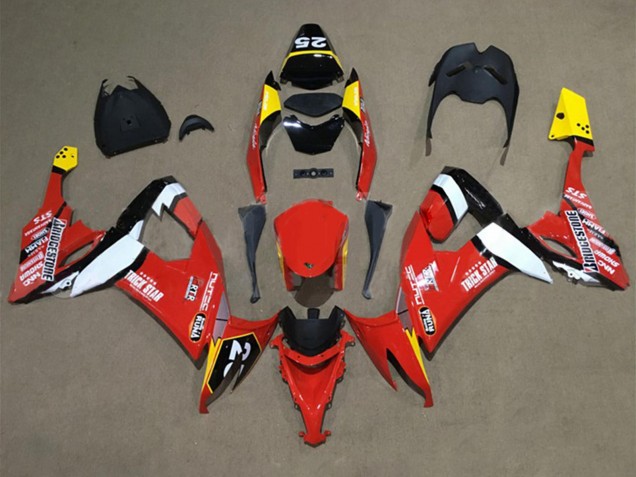 Online Rojo Amarillo Blanco Negro Carenado Moto Kawasaki ZX10R 2008-2010