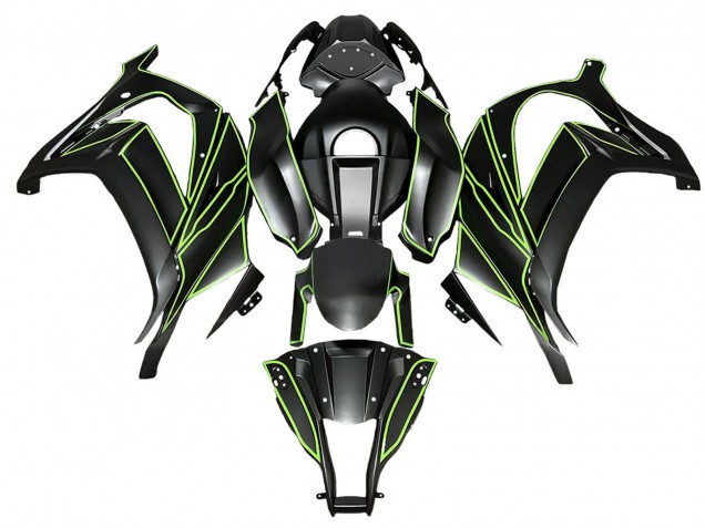 Online Negro Mate Verde Línea Carenado Moto Kawasaki ZX10R 2008-2010