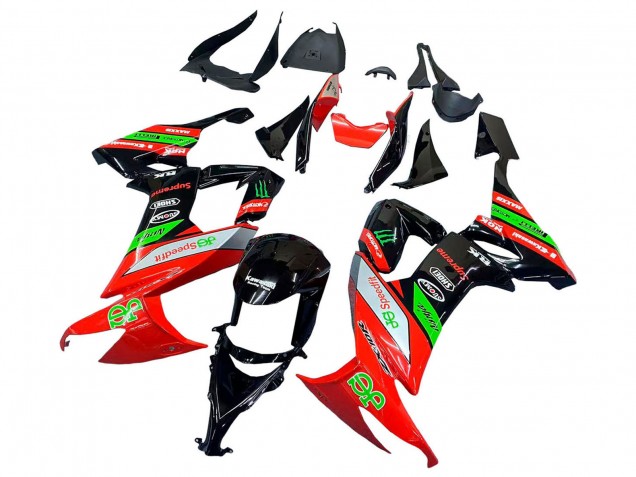 Online Rojo Verde Negro Carenado Moto Kawasaki ZX10R 2008-2010