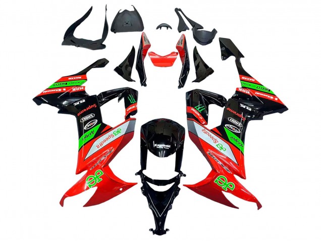 Online Rojo Verde Negro Carenado Moto Kawasaki ZX10R 2008-2010