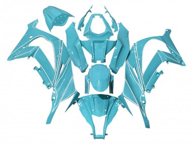 Online Azul Claro Blanco Línea Carenado Moto Kawasaki ZX10R 2008-2010