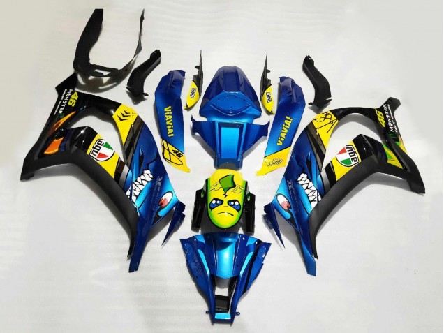 Online Azul Amarillo Negro Tiburón Carenado Moto Kawasaki ZX10R 2008-2010