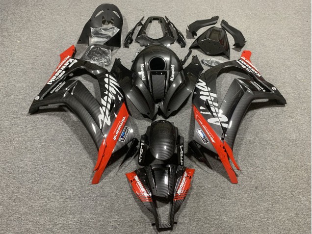 Online Negro FibraCarbono Rojo Carenado Moto Kawasaki ZX10R 2008-2010