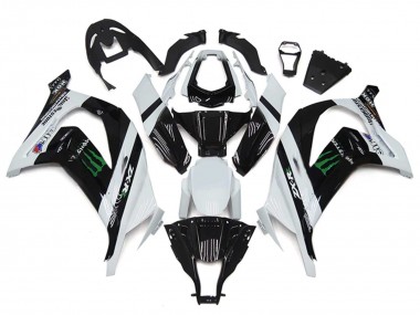 Online Blanco Negro Brillante Verde Monstruo Carenado Moto Kawasaki ZX10R 2011-2015