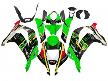 Online Verde Amarillo Rojo Negro Elf Monstruo Carenado Moto Kawasaki ZX10R 2016-2020