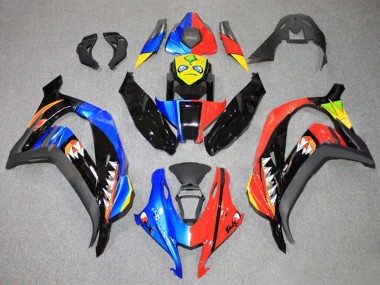 Online Azul Rojo Amarillo Negro Tiburón Carenado Moto Kawasaki ZX10R 2016-2020