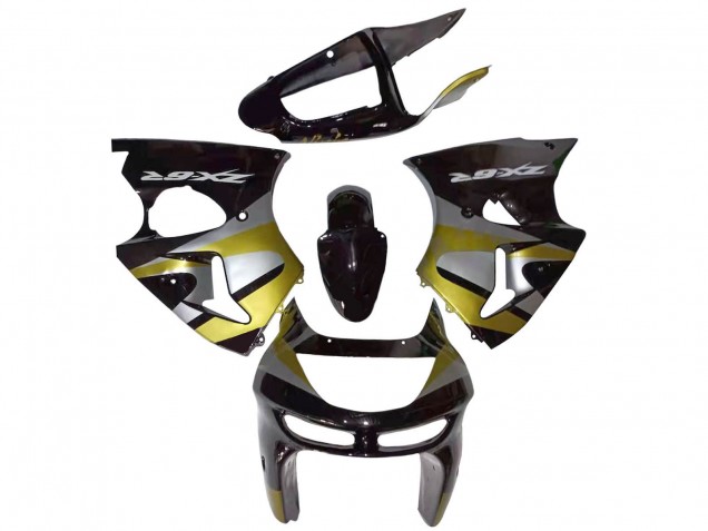 Online Negro Brillante Plata Amarillo Carenado Moto Kawasaki ZX6R 1998-1999