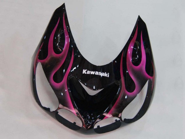 Online Negro Brillante Rojo Rosa Llama Carenado Moto Kawasaki ZX14R ZZR1400 2006-2011