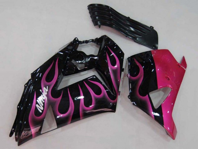 Online Negro Brillante Rojo Rosa Llama Carenado Moto Kawasaki ZX14R ZZR1400 2006-2011