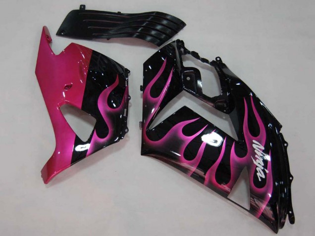 Online Negro Brillante Rojo Rosa Llama Carenado Moto Kawasaki ZX14R ZZR1400 2006-2011