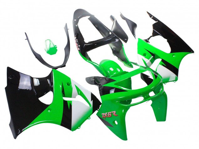Online Verde Blanco Negro Brillante Carenado Moto Kawasaki ZX6R 1998-1999