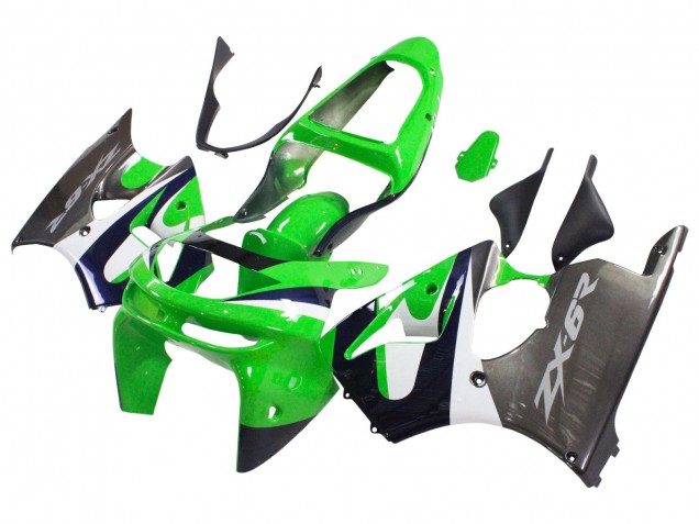 Online Verde Blanco Azul Oscuro Plata Carenado Moto Kawasaki ZX6R 1998-1999