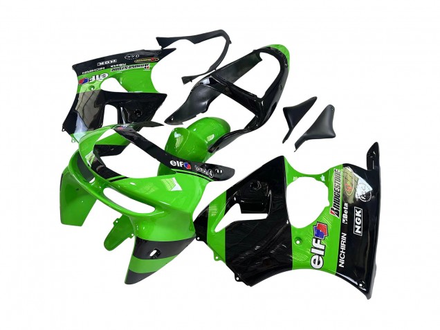 Online Verde Negro Brillante Elf Bridgestone Carenado Moto Kawasaki ZX6R 1998-1999