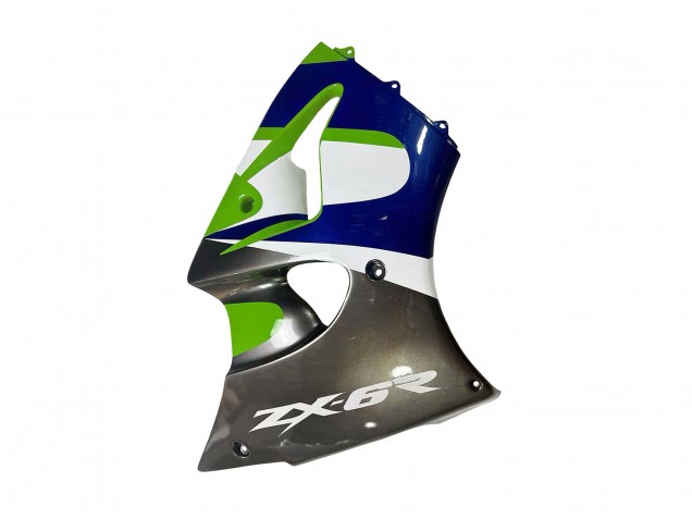 Online Verde Blanco Azul Plata Negro Brillante Carenado Moto Kawasaki ZX6R 1998-1999