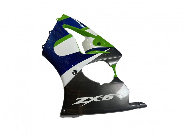 Online Verde Blanco Azul Plata Negro Brillante Carenado Moto Kawasaki ZX6R 1998-1999