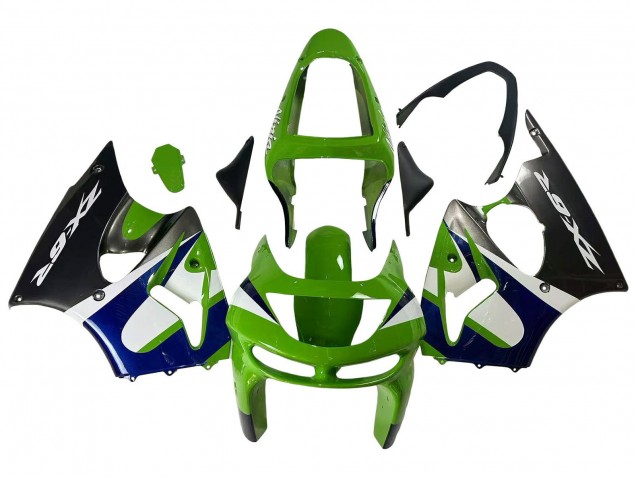 Online Verde Blanco Azul Plata Negro Brillante Carenado Moto Kawasaki ZX6R 1998-1999