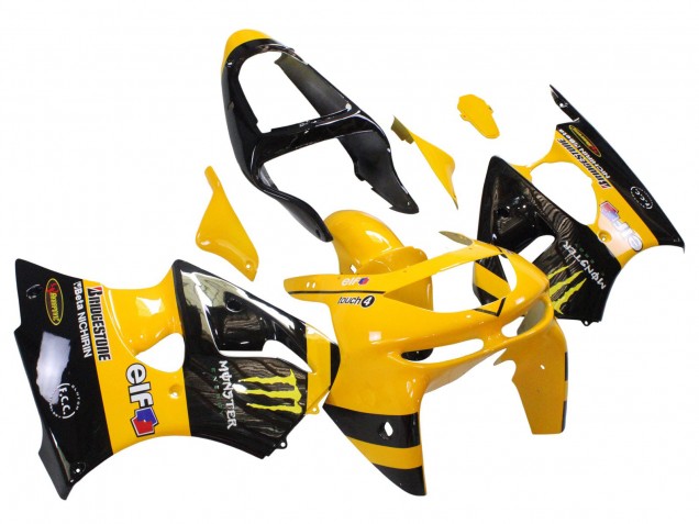 Online Amarillo Negro Monstruo Elf Bridgestone Carenado Moto Kawasaki ZX6R 1998-1999