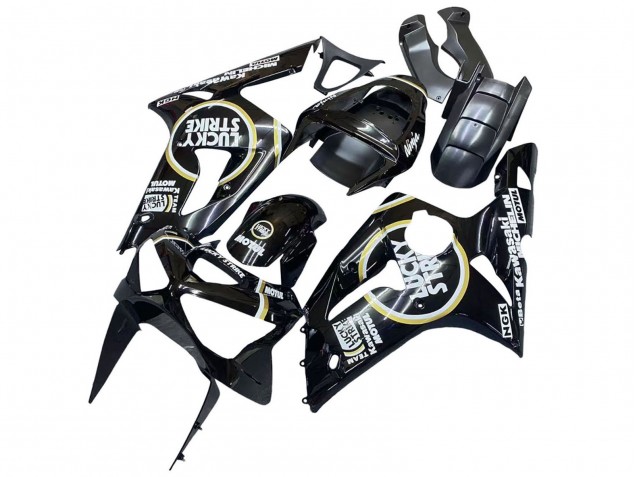 Online Negro Brillante Blanco Motul Lucky Strike Carenado Moto Kawasaki ZX6R 2003-2004