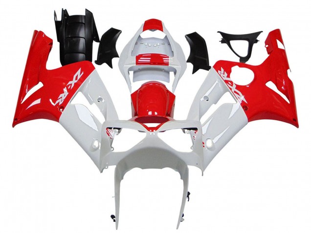 Online Blanco Rojo Carenado Moto Kawasaki ZX6R 2003-2004
