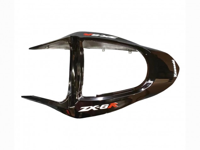 Online Negro Brillante Rojo Llama Carenado Moto Kawasaki ZX6R 2003-2004