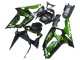 Online Negro Brillante Verde Llama Carenado Moto Kawasaki ZX6R 2003-2004
