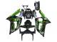 Online Negro Brillante Verde Llama Carenado Moto Kawasaki ZX6R 2003-2004