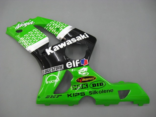 Online Verde Blanco Negro Elf Bridgestone Carenado Moto Kawasaki ZX6R 2003-2004