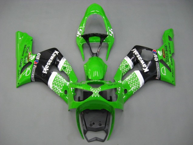 Online Verde Blanco Negro Elf Bridgestone Carenado Moto Kawasaki ZX6R 2003-2004
