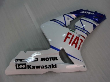 Online Blanco Azul Rojo Fiat Carenado Moto Kawasaki ZX6R 2003-2004