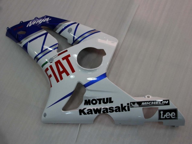 Online Blanco Azul Rojo Fiat Carenado Moto Kawasaki ZX6R 2003-2004