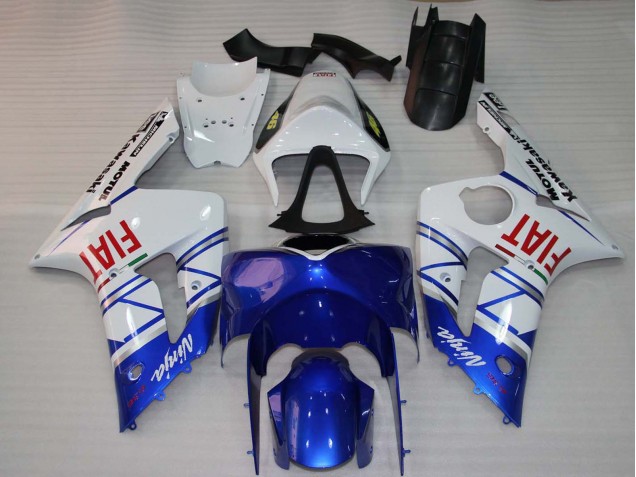 Online Blanco Azul Rojo Fiat Carenado Moto Kawasaki ZX6R 2003-2004