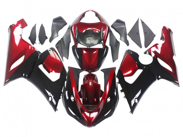 Online Rojo Negro Brillante Carenados Moto Kawasaki ZX6R 2005-2006