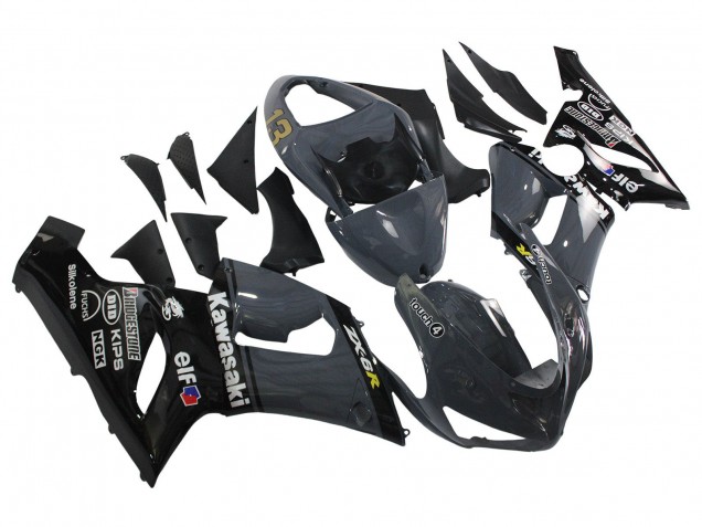 Online Gris Oscuro Negro Carenado Moto Kawasaki ZX6R 2005-2006