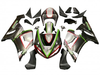 Online Negro Plata Verde Rojo K-26 Carenado Moto Kawasaki ZX6R 2005-2006