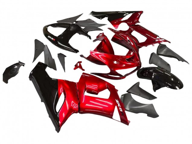 Online Rojo Negro Carenado Moto Kawasaki ZX6R 2005-2006