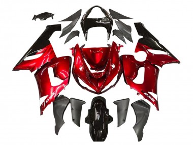 Online Rojo Negro Carenado Moto Kawasaki ZX6R 2005-2006