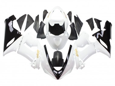 Online Blanco Negro Oro Ninja Carenado Moto Kawasaki ZX6R 2005-2006