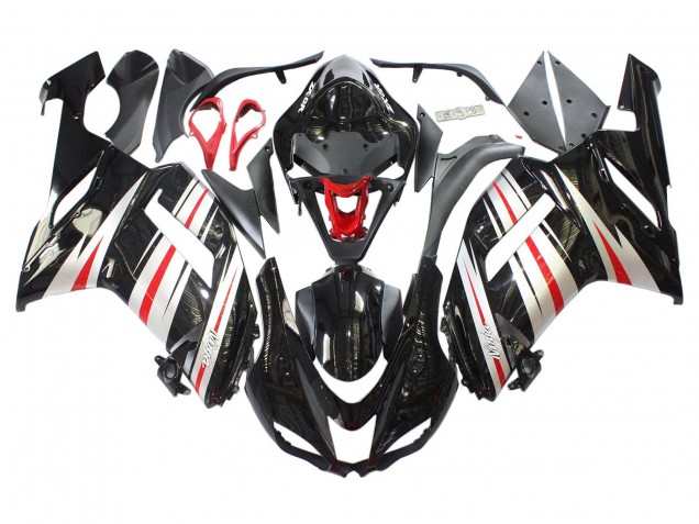 Online Negro Plata Rojo Ninja Carenado Moto Kawasaki ZX6R 2007-2008