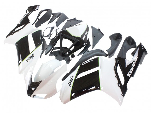 Online Negro Blanco Ninja Carenado Moto Kawasaki ZX6R 2007-2008