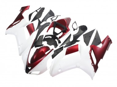 Online Blanco Rojo Carenados Moto Kawasaki ZX6R 2007-2008
