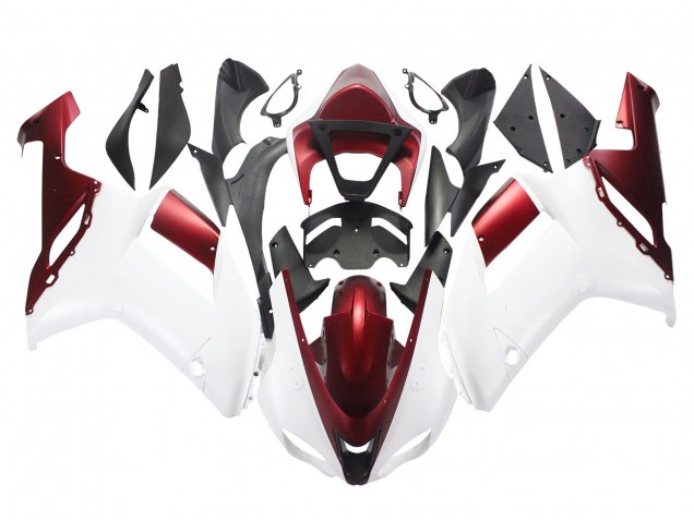 Online Blanco Rojo Carenados Moto Kawasaki ZX6R 2007-2008