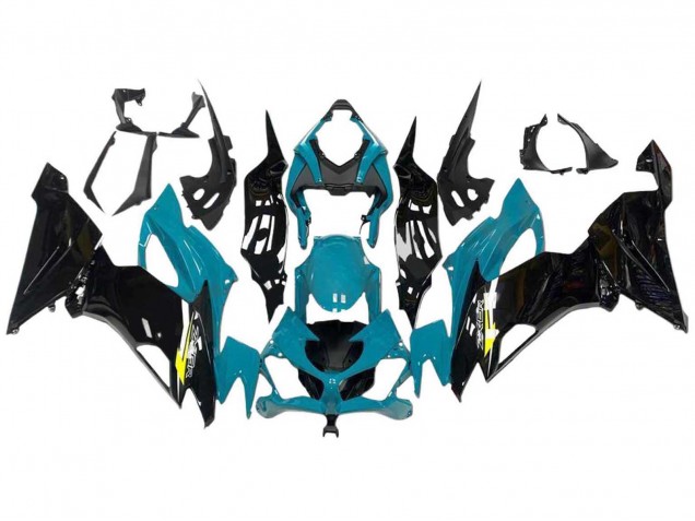 Online Azul Claro Negro Brillante Amarillo Carenado Moto Kawasaki ZX6R 2009-2012