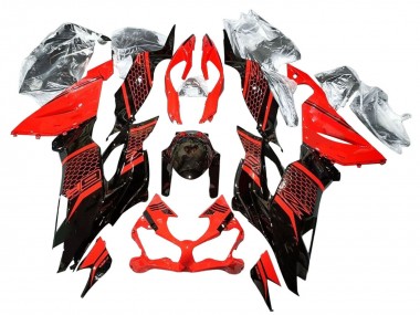 Online Rojo Negro Brillante Honeycomb Carenado Moto Kawasaki ZX6R 2019-2022