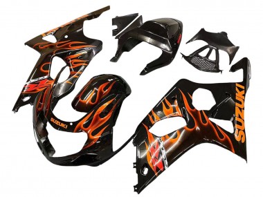 Online Negro Brillante Naranja Llama Carenado Moto Suzuki GSXR1000 2000-2002